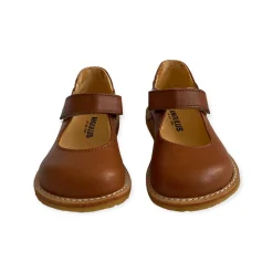 Wide Fit Starter Mary Janes in Cognac by Angulus