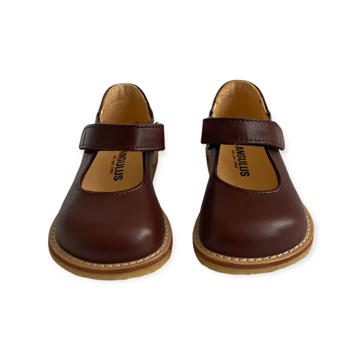 Wide Fit Starter Mary Janes in Angulus Brown by Angulus