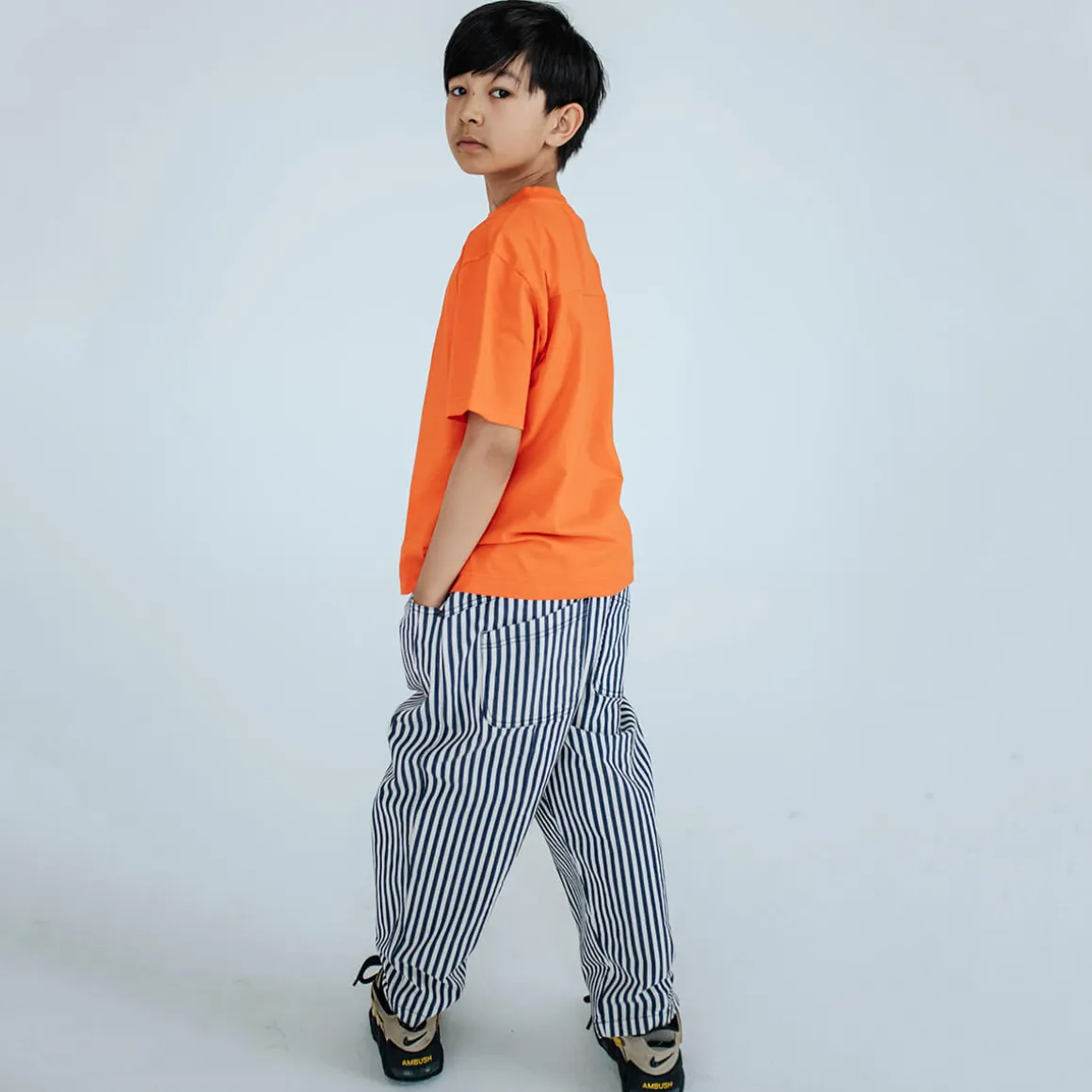 Wide Pant in Navy Eggshell Stripe by Repose AMS