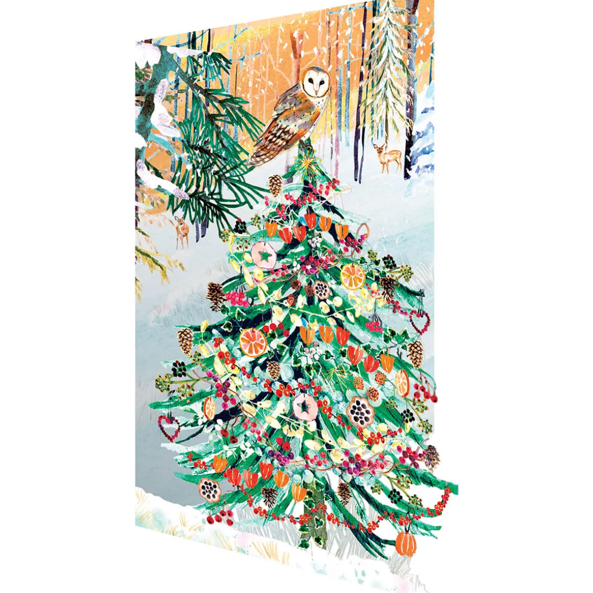 Wild Winter's Song Tree Laser Cut Christmas Greetings Card By Roger La Borde
