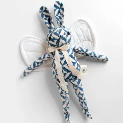 Winged Rabbit in Block Printed Sky by Polka Dot Club