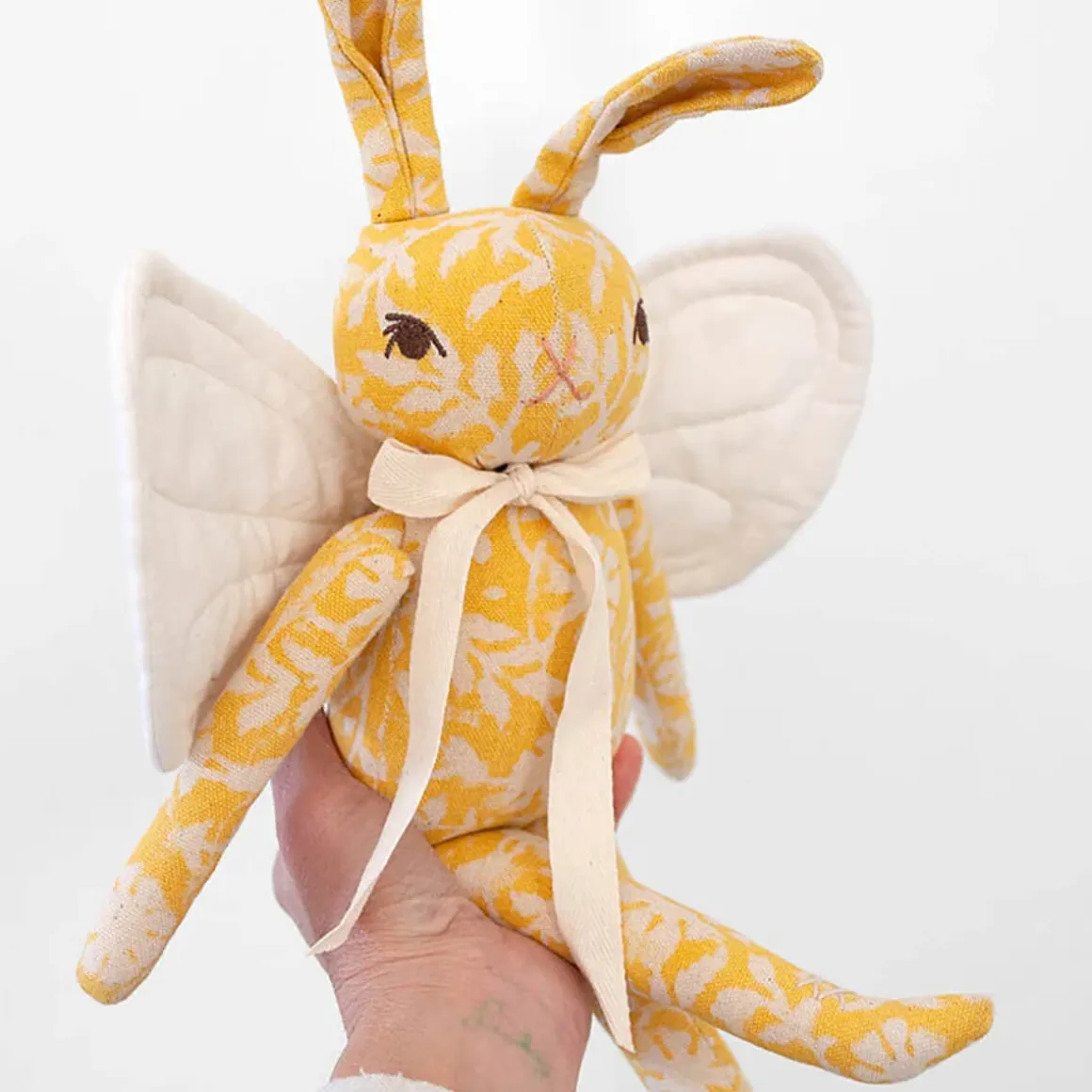 Winged Rabbit in Sunshine Floral by Polka Dot Club