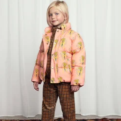 Winter Flowers Puffer Jacket in Peach by Mini Rodini