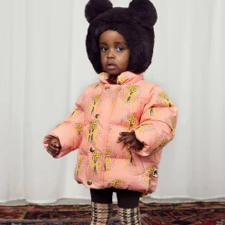 Winter Flowers Puffer Jacket in Peach by Mini Rodini