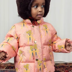 Winter Flowers Puffer Jacket in Peach by Mini Rodini