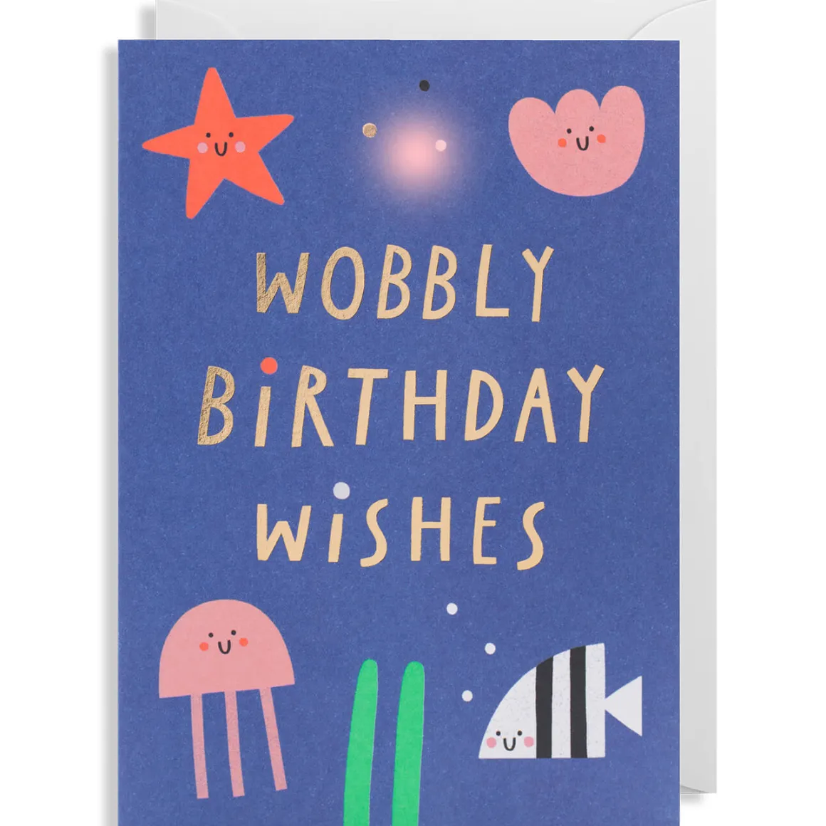 Wobbly Birthday Wishes Greetings Card by Susie Hammer for Lagom Design