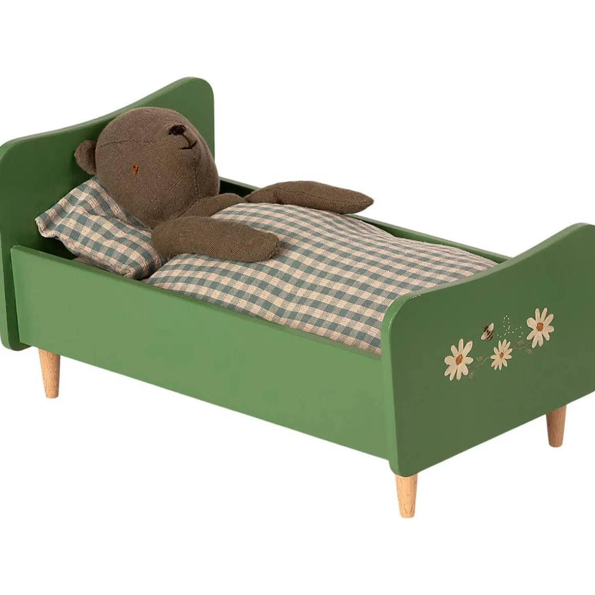 Wooden Bed For Teddy Dad in Dusty Green by Maileg