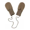 Wool Fleece Baby Mittens in Walnut Melange by Engel