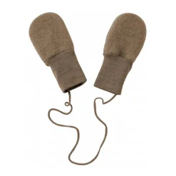 Wool Fleece Baby Mittens in Walnut Melange by Engel