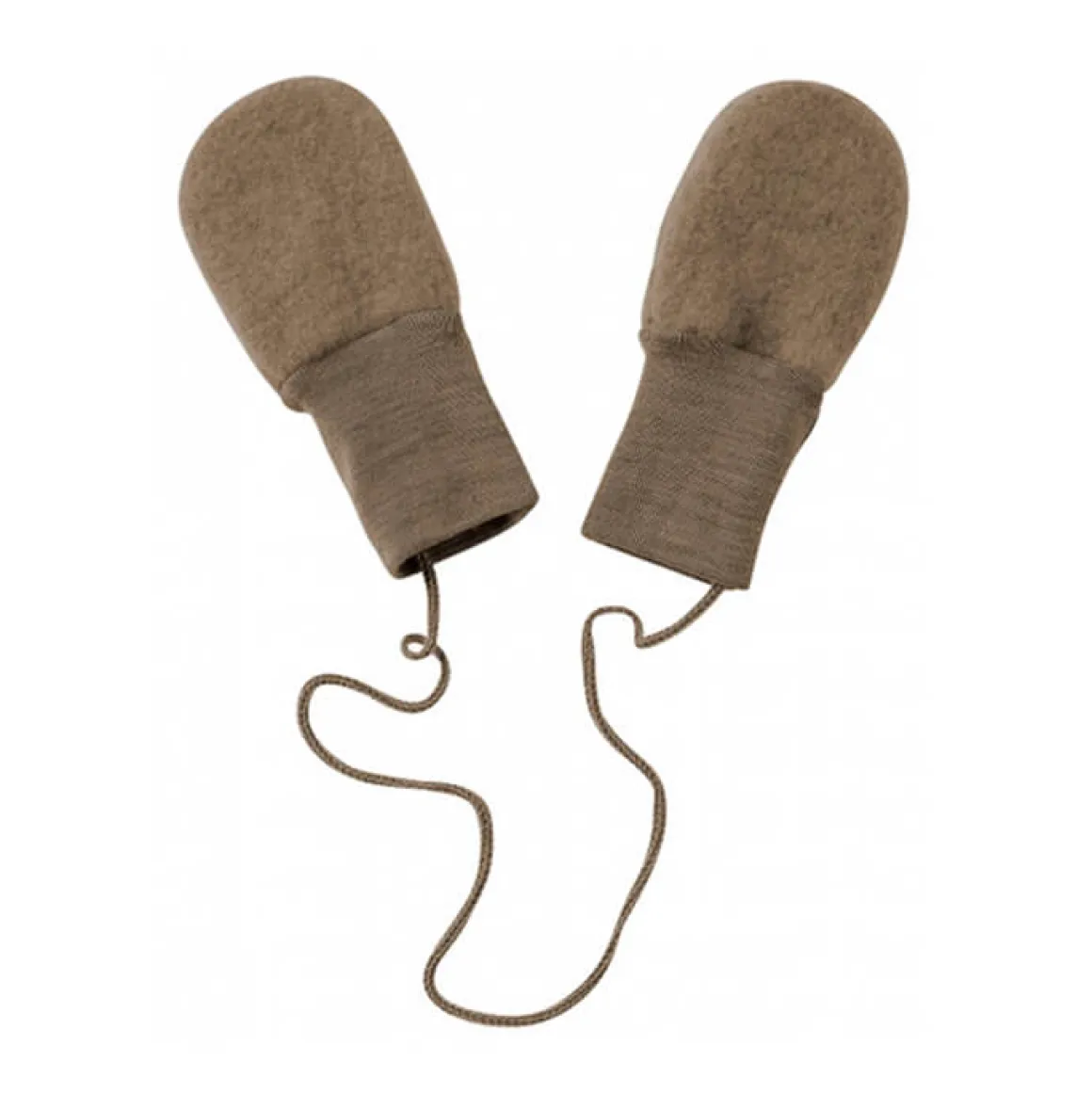 Wool Fleece Baby Mittens in Walnut Melange by Engel