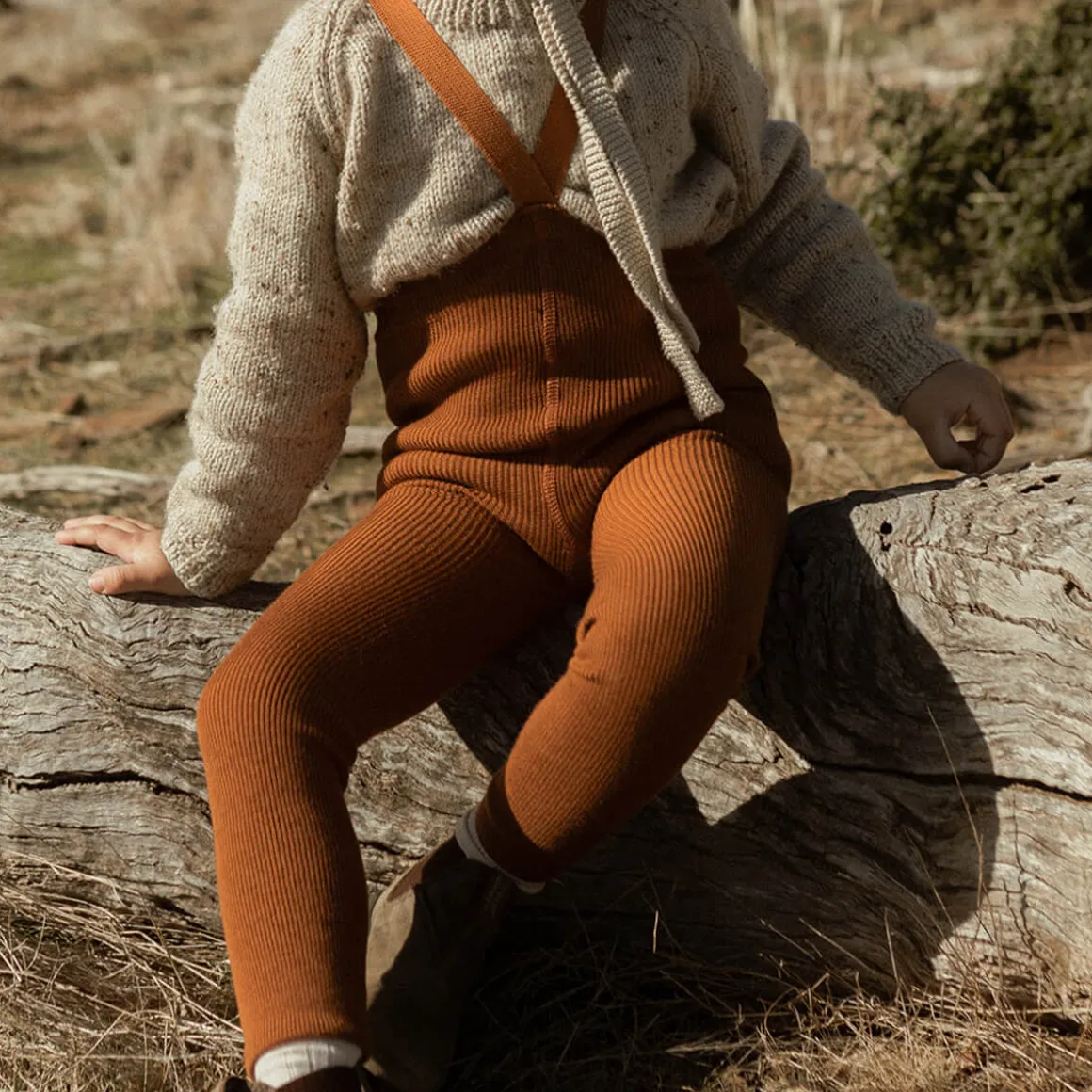 Woolly Footless Tights With Braces in Ginger by Silly Silas