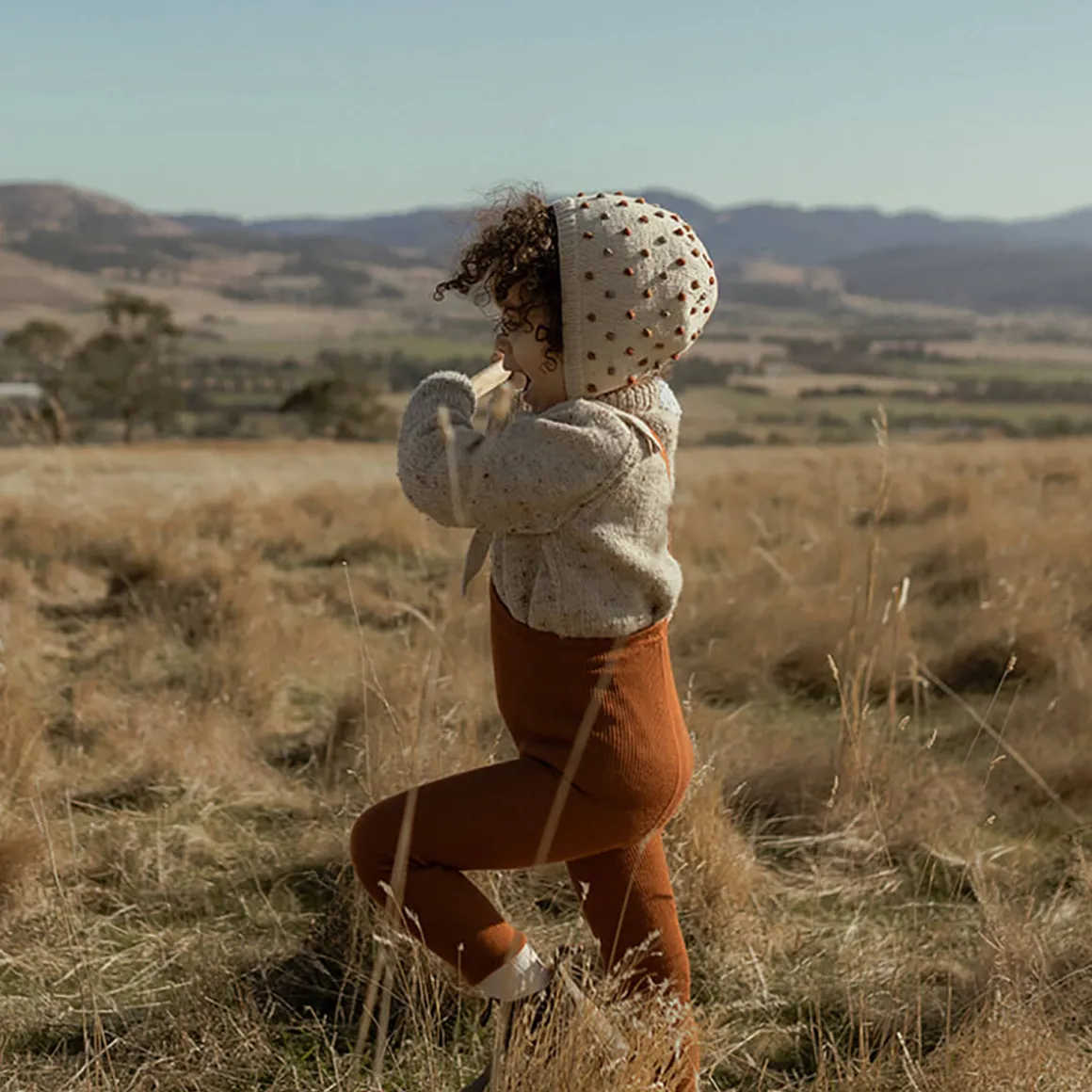 Woolly Footless Tights With Braces in Ginger by Silly Silas