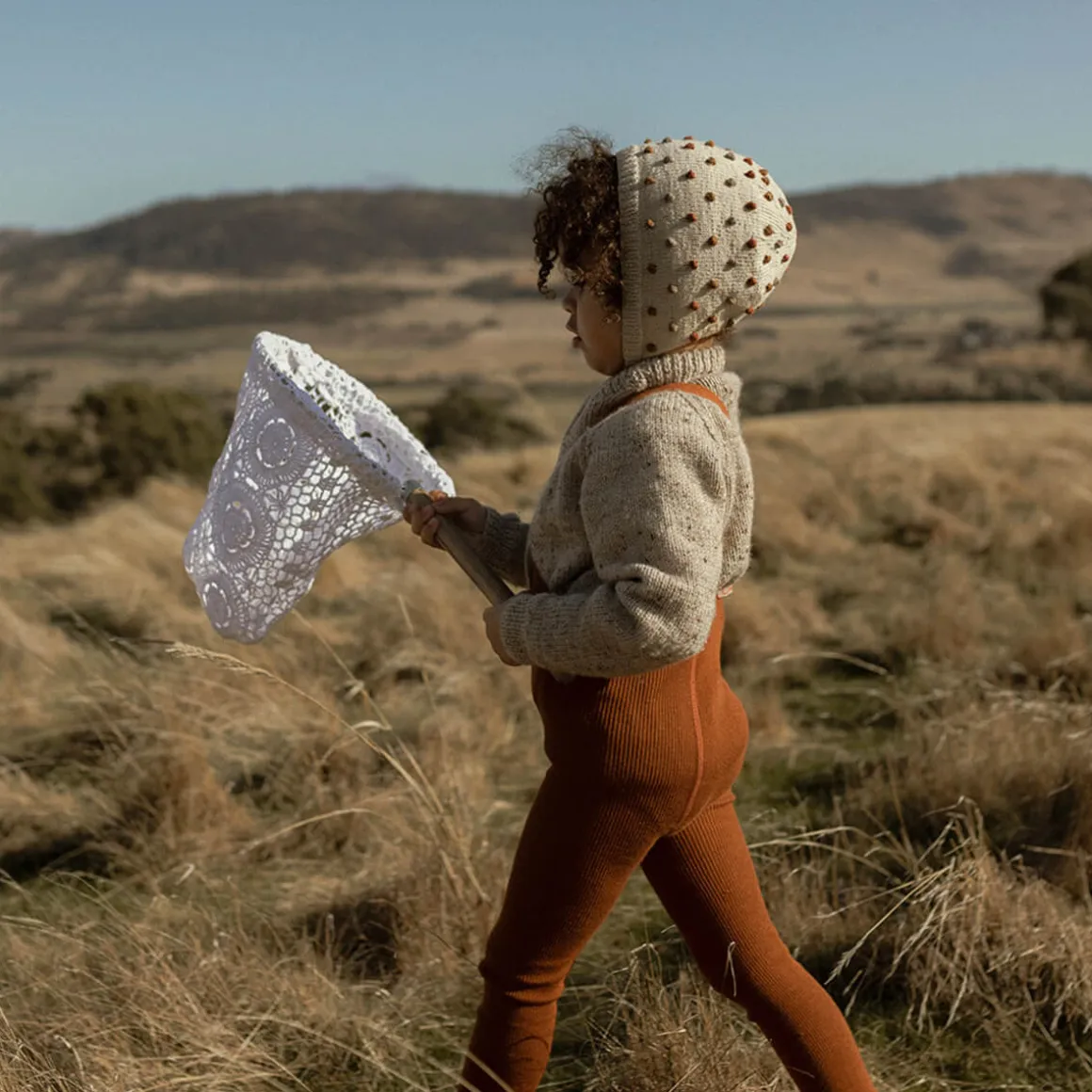 Woolly Footless Tights With Braces in Ginger by Silly Silas