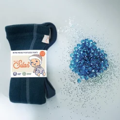Woolly Footless Tights With Braces in Sapphire Blue by Silly Silas