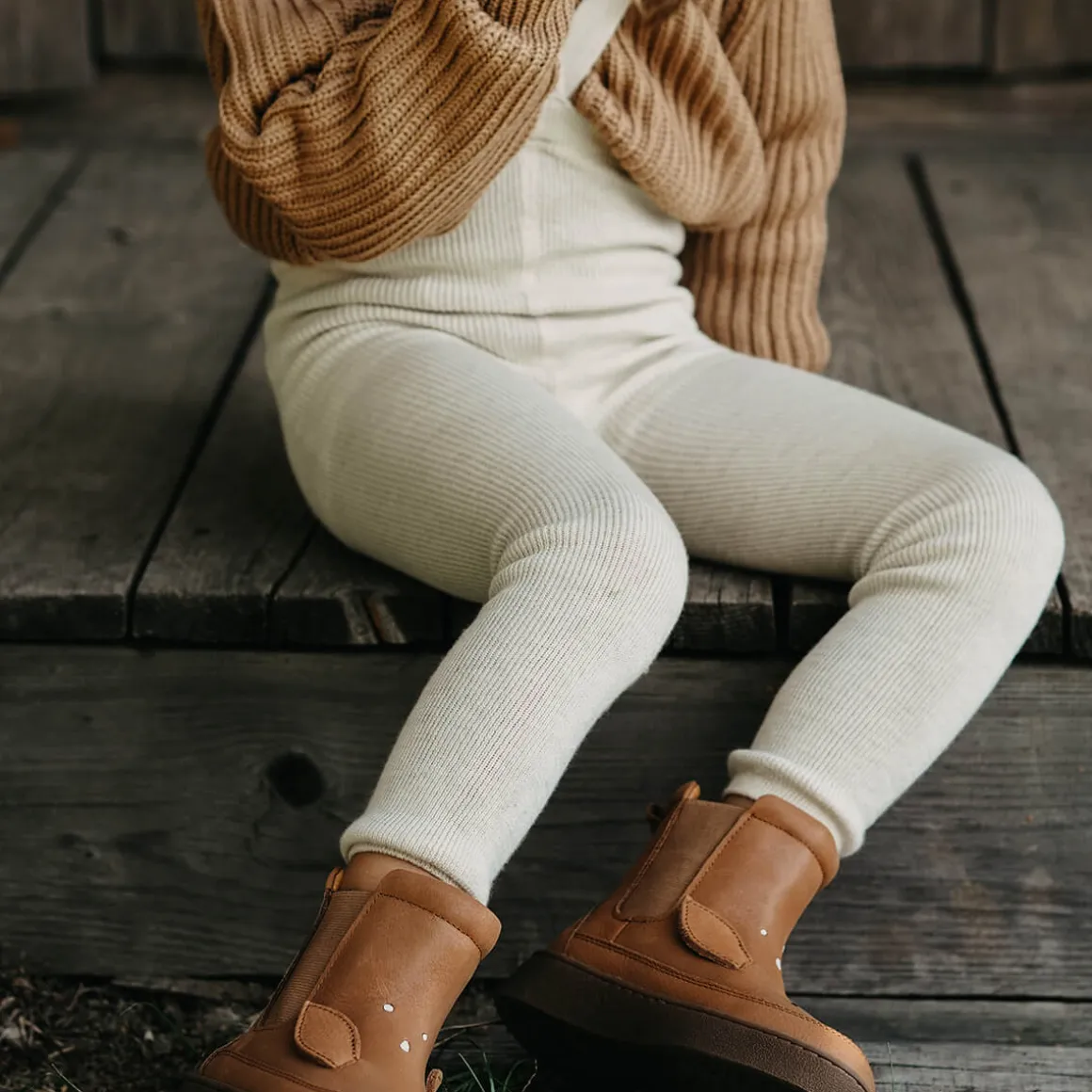 Woolly Footless Tights With Braces in Cream Blend by Silly Silas