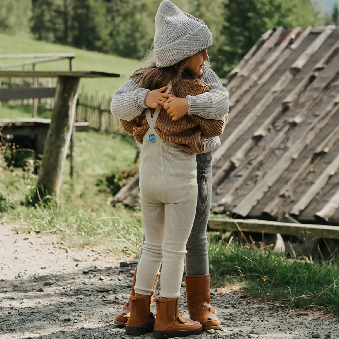 Woolly Footless Tights With Braces in Cream Blend by Silly Silas