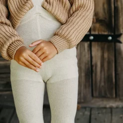 Woolly Footless Tights With Braces in Cream Blend by Silly Silas