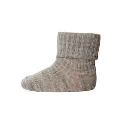 Wool Rib Ankle Socks in Light Brown Melange by MP Denmark