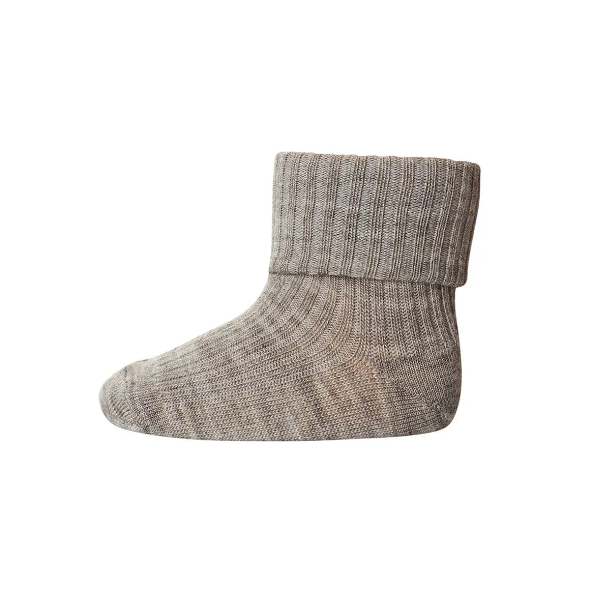Wool Rib Ankle Socks in Light Brown Melange by MP Denmark
