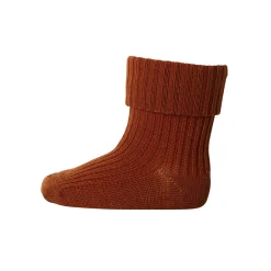 Wool Rib Ankle Socks in Rust Brown by MP Denmark