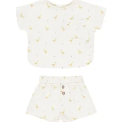 Woven Boxy Top + Short Set in Geese by Quincy Mae