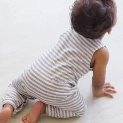 Woven Jumpsuit in Sky Stripe by Quincy Mae