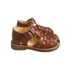 Woven Sandals with Buckle in Tan by Angulus