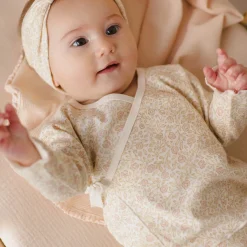 Wrap Top and Footed Pant Set in Primrose by Quincy Mae