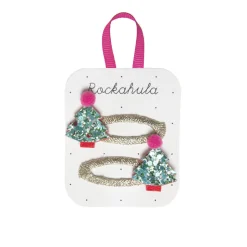 Xmas Tree Glitter Hair Clips by Rockahula
