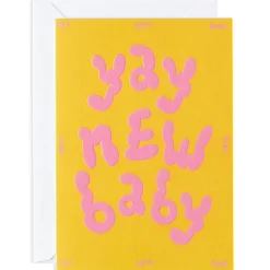 Yay New Baby Embossed Greetings Card by Micke Lindebergh for Wrap