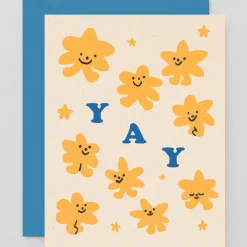 Yay Stars Greetings Card by Maria Ramos for Wrap