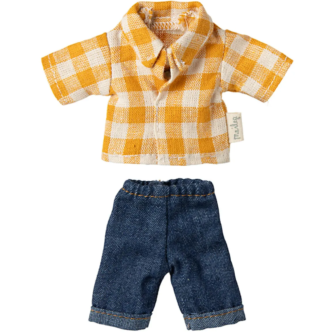 Yellow Checked Shirt & Pants Set for Dad Mouse by Maileg