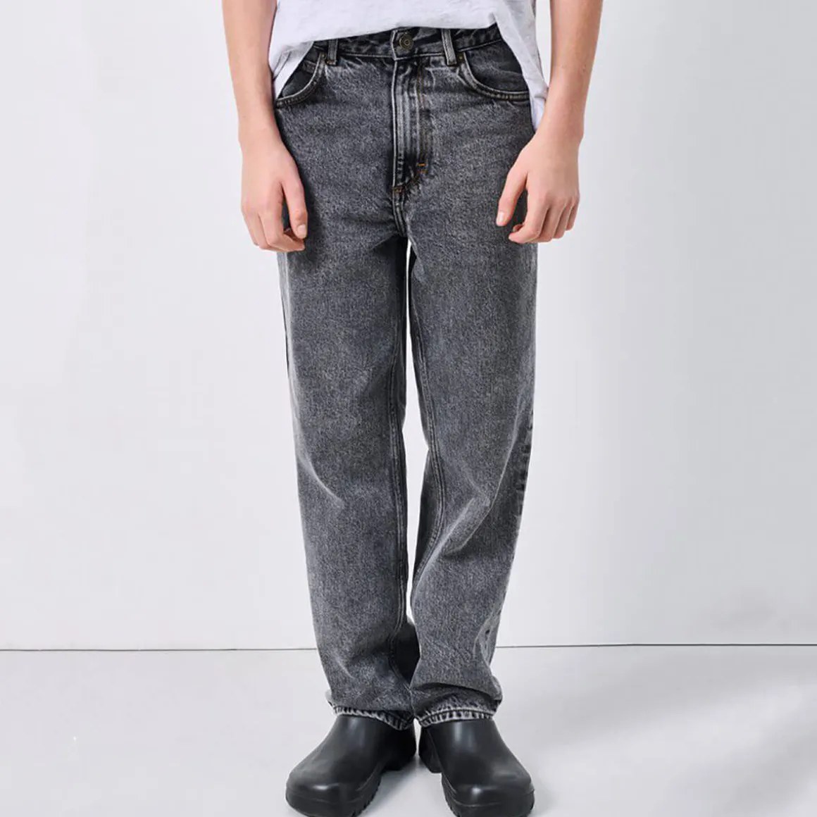 Yopday Kid's Straight Jeans in Grey Salt and Pepper by American Vintage