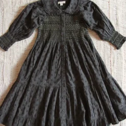 Yse Dress in Charcoal Broderie Anglaise by Bonjour