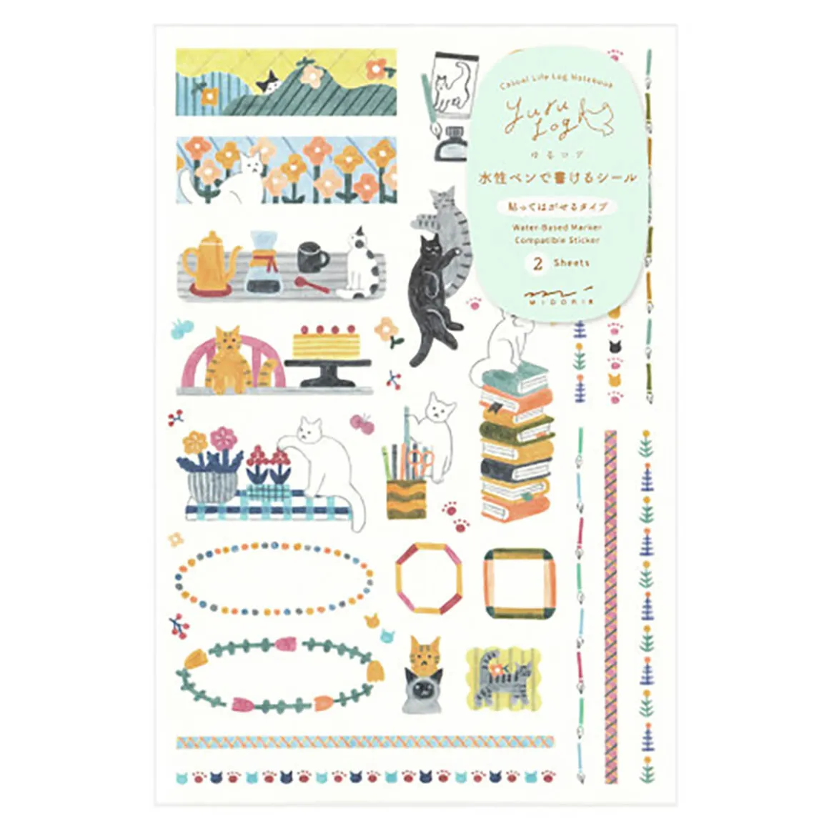 Yuru Log Notebook Cat Stickers by Midori