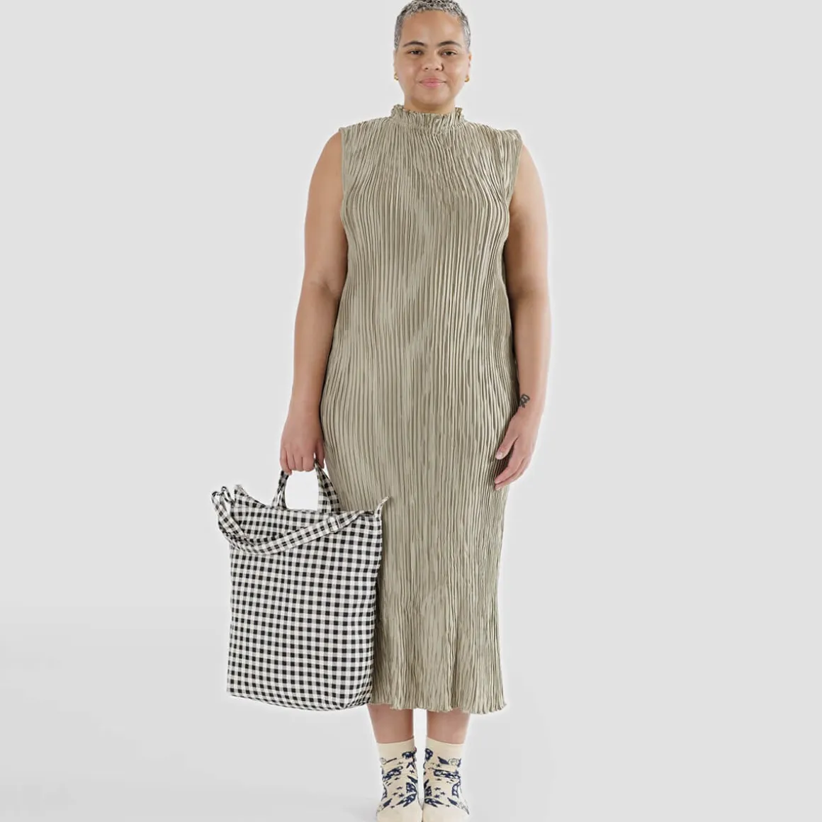 Zip Duck Bag in Black And White Gingham by Baggu