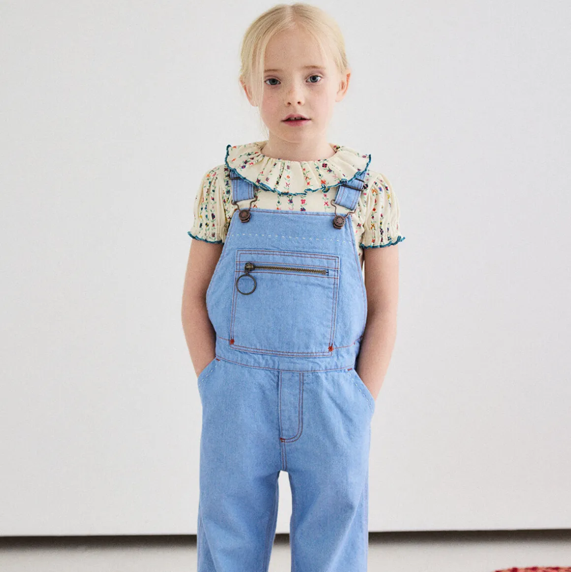 Zip Overall in Baby Blue by Misha & Puff
