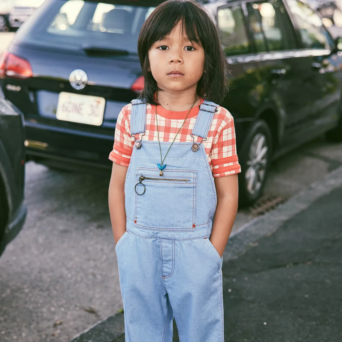 Zip Overall in Baby Blue by Misha & Puff