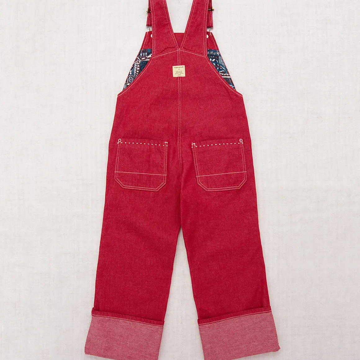 Zip Overall in Vintage Red Denim by Misha & Puff