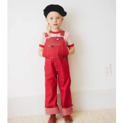 Zip Overall in Vintage Red Denim by Misha & Puff